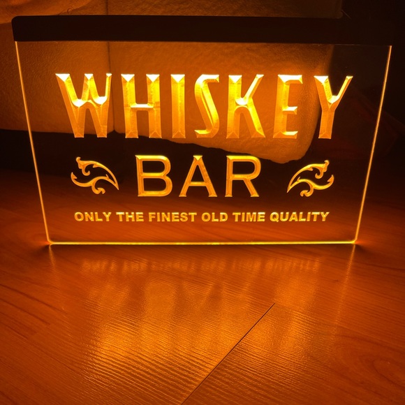 WHISKEY BAR LED NEON ORANGE LIGHT SIGN 8x12 - Picture 1 of 3